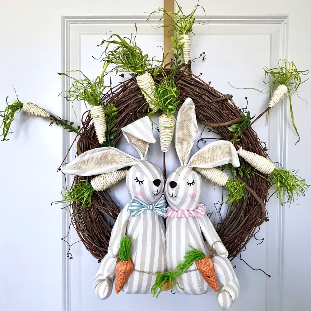 Spring love wood bunny wreath